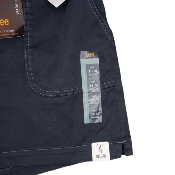 Lee Womens Size 16 M Shorts Black Utility Lux Comfort Flex Waist High Rise - Picture 5 of 14